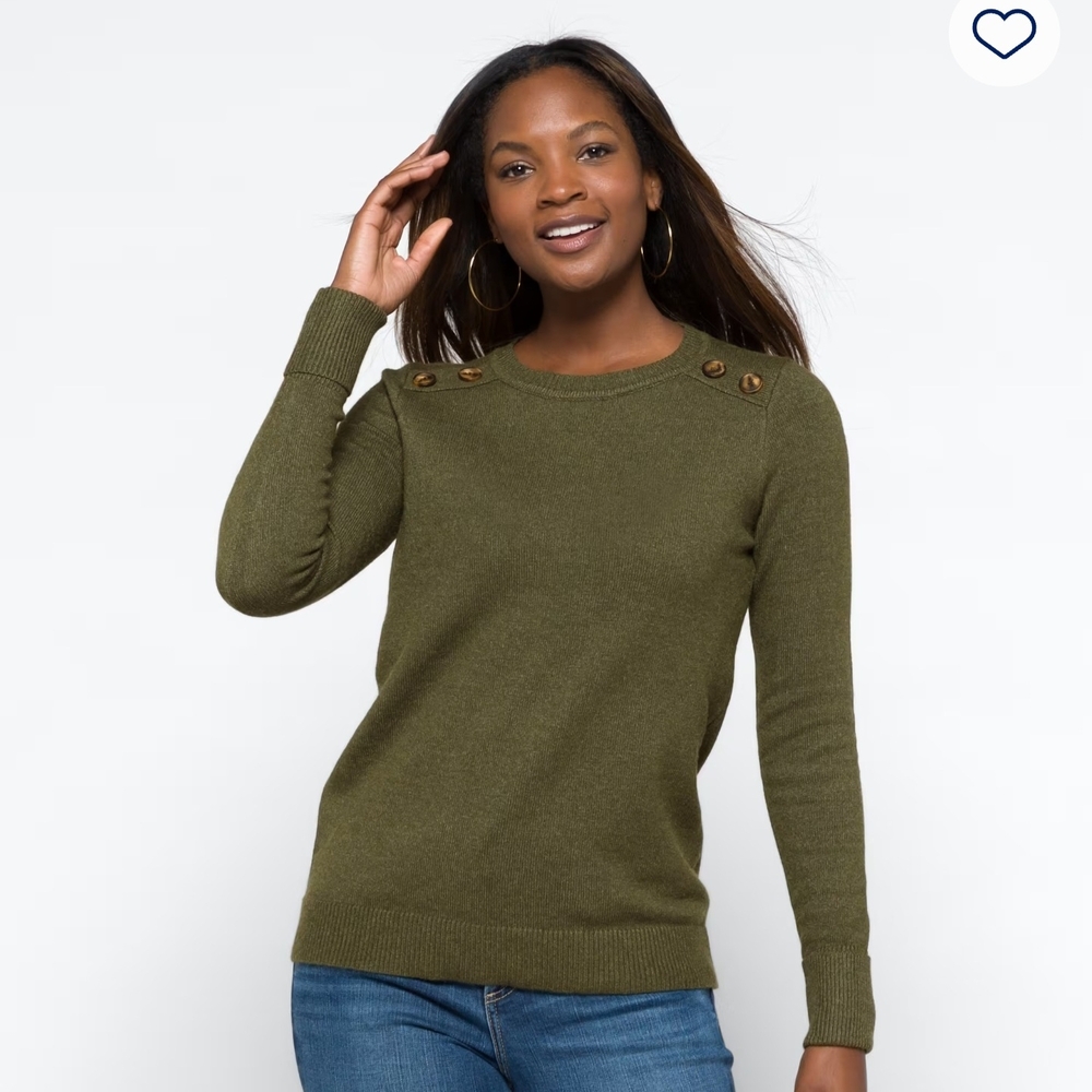 PINK CLOVER
Carson Crew Neck Button Detail Sweater